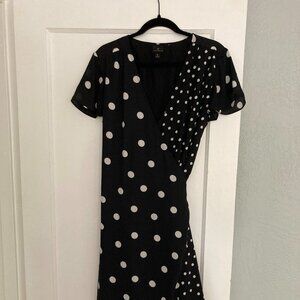 Worthington Black and White Polka Dot Wrap Dress